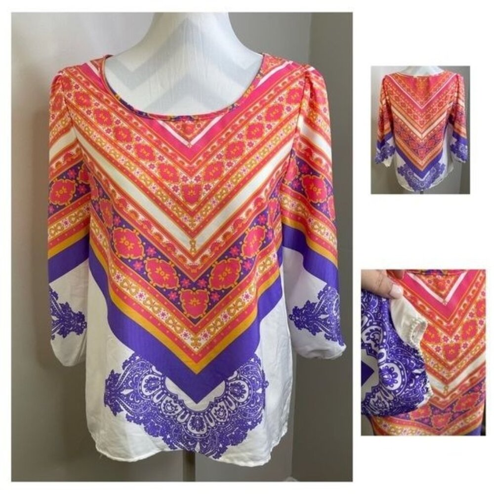 Peach Love Cream California Quarter Sleeve Blouse Size Small